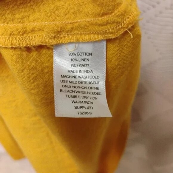 New Ana Mustard Yellow Cotton Linen Tie Front Midi Sundress Women's Size XXL - Picture 6 of 6